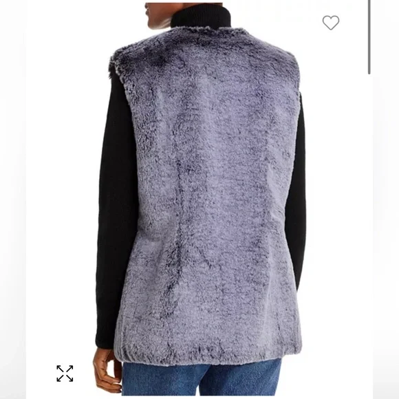 NWT‎ Surell Rex Rabbit Faux Fur Vest in Black Forest Gift Luxe Cozy Chic